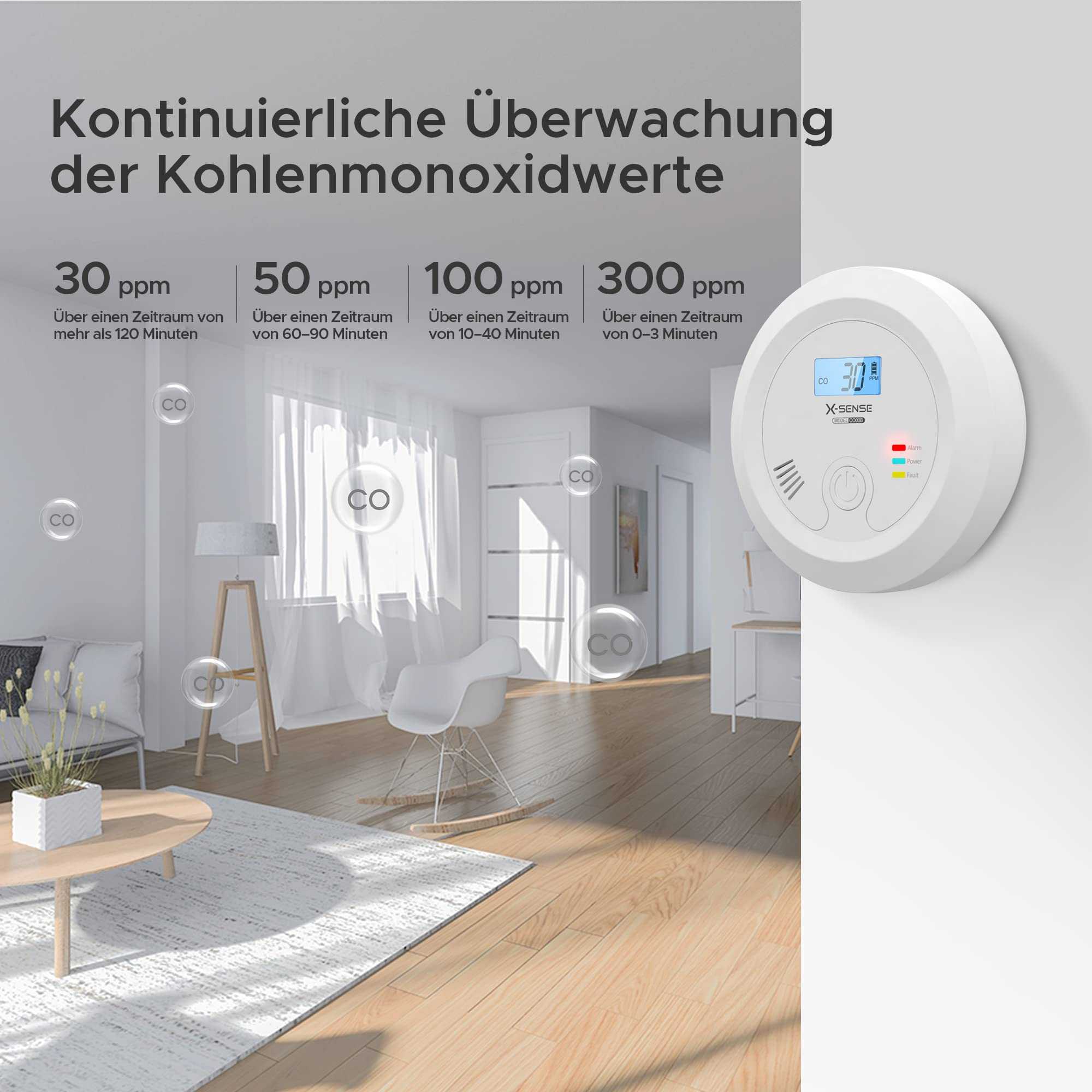 X-Sense CO03B Kohlenmonoxid-Melder - Zuverlässige Frühwarnung vor CO-Gefahren Mesch Shop X-Sense CO03B Kohlenmonoxid-Melder - Zuverlässige Frühwarnung vor CO-Gefahren Mesch Shop